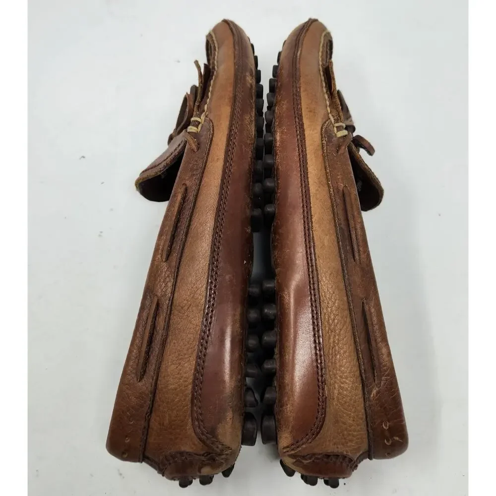 Cable & Co. Vintage Brown Leather Woven Tassels Brazil Slip On Loafers 11 D